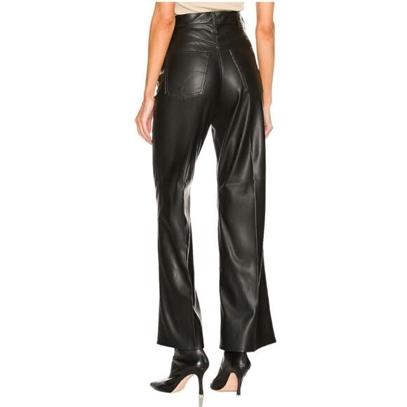 Levi’s Black 70s High Flare Wide Leg Faux Leather Pants Size 30x30 NWT - Picture 4 of 10
